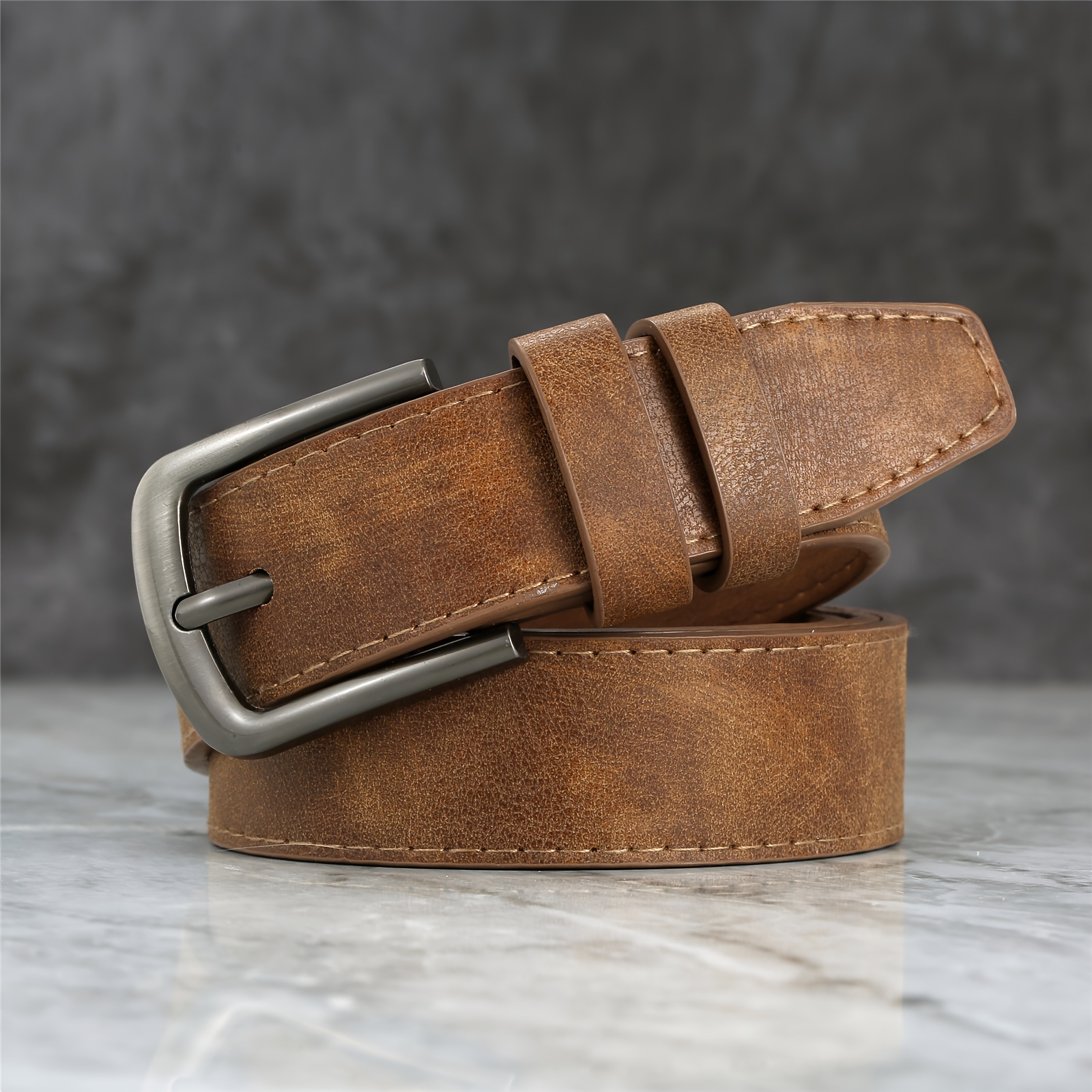 TEMU 1pc Men's Alloy Pin Belt, Simple And Belt For Trousers, Versatile For , Dates, And Parties. Belt