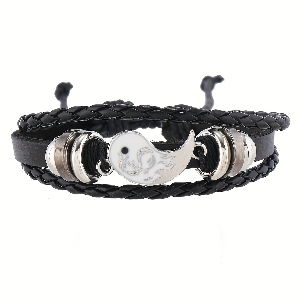 2pcs Retro Literary Style Handwoven Faux Leather Bracelets