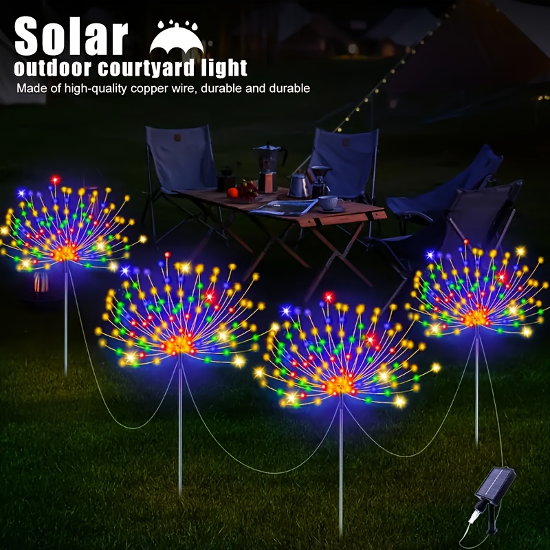 

4 Packs 320-led Solar Outdoor Garden Lights, Firework Lights 240 Led Garden Fireworks Lamp, Decorative String Lights With 8 Modes, Remote Outdoor Decor For Pathway Walkway Yard