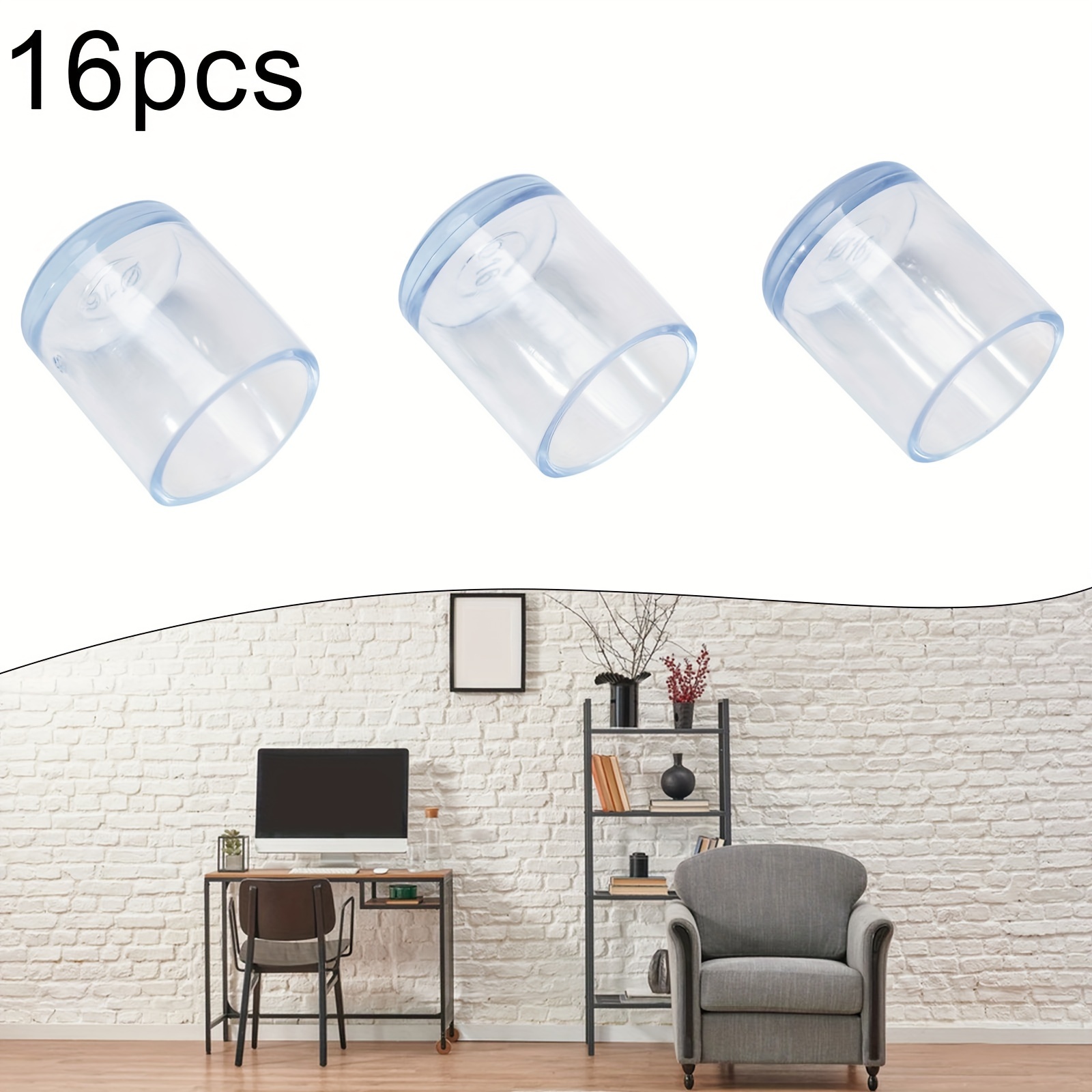 

16pcs Clear Silicone Chair Leg Caps, Transparent Furniture Feet Covers, Non-slip Table Floor Protectors, No Power Scratch-resistant Chair Foot Pads For Home And Office Use