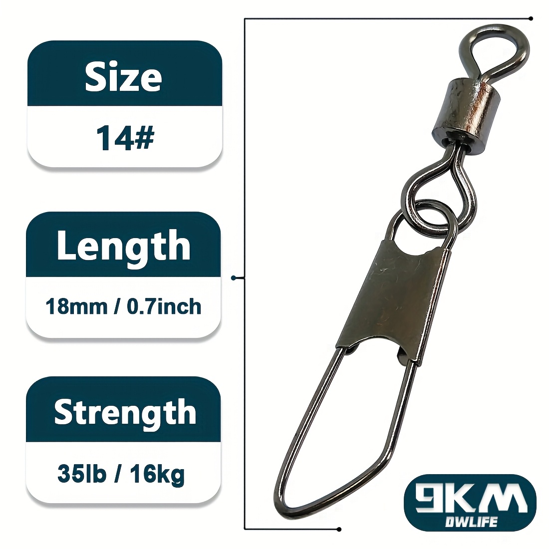 Image of 9km 50pcs Fishing Rolling Swivel With Safety Change Snap Saltwater Fishing Lure Connector High Strength Freshwater Clips Tackle