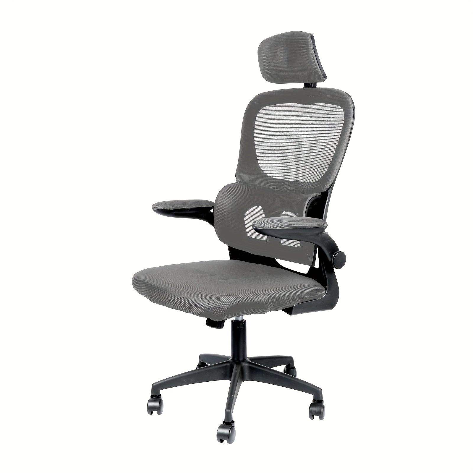 An Office Chair With Backrest, Ergonomic Office Chair, Height-adjustable, With Adjustable Headrest And Armrests, Breathable Mesh Backrest, Gray