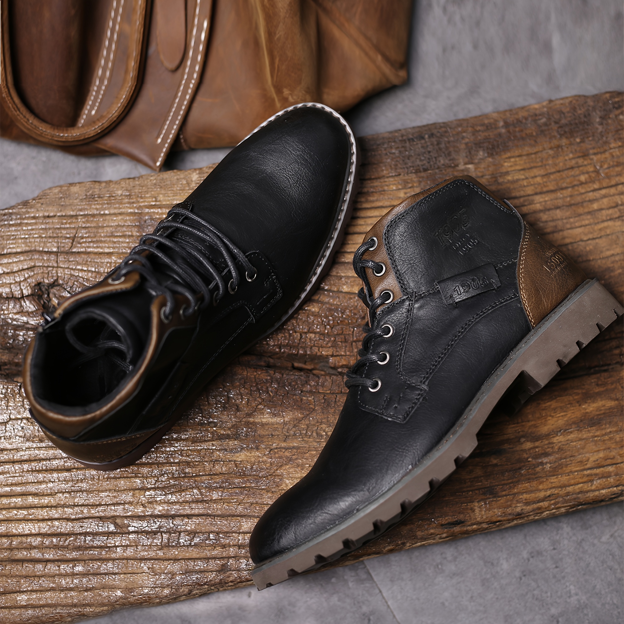 TEMU Mioeert Chaussures Homme à Lacets, Bottes de Randonnée Épaisses , Bottes Décontractées Mi-Hautes pour Hommes