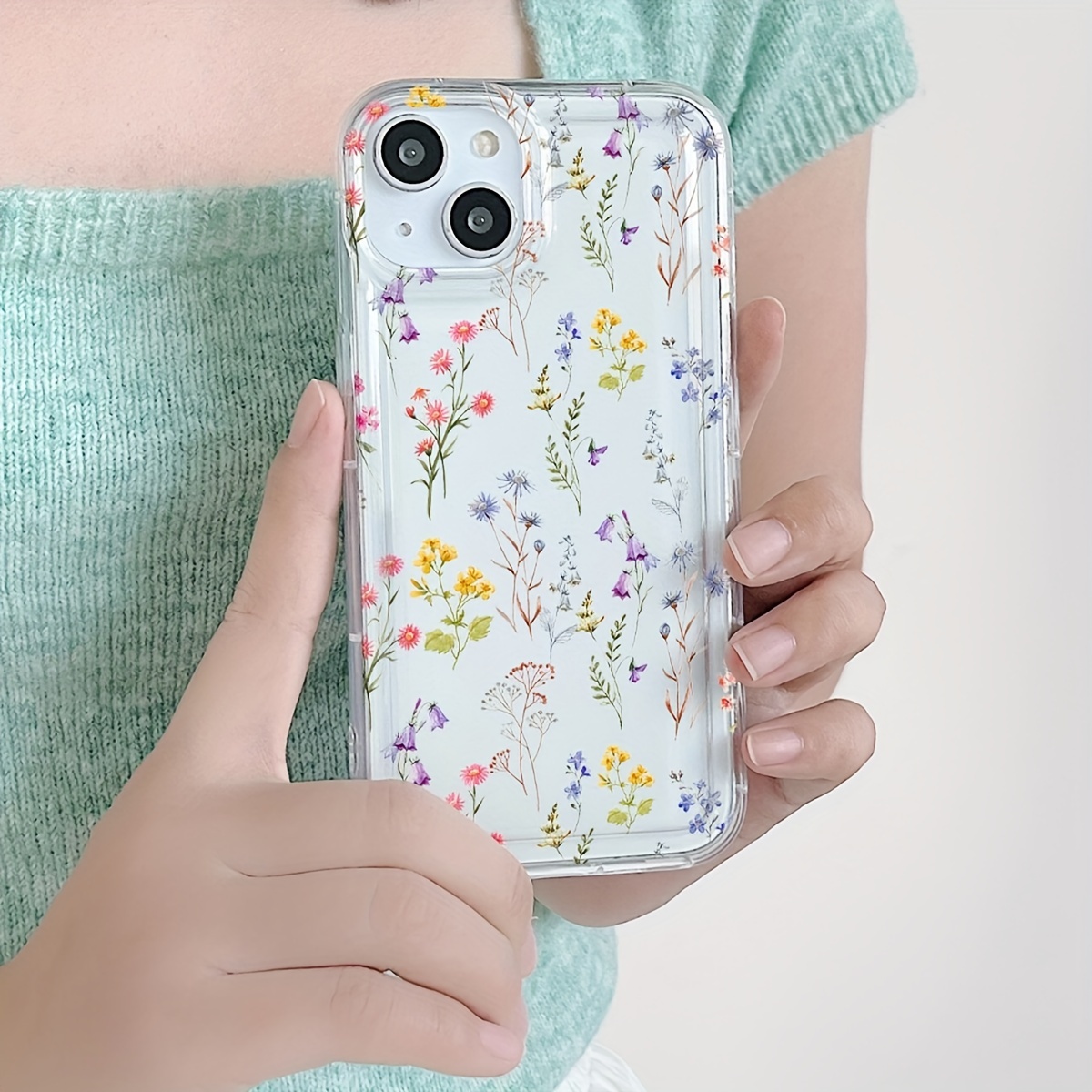 

1pc Colorful Flower And Grass Pattern Air Cushion Mobile Phone Case Suitable For Iphone15 14 13 12 11promax