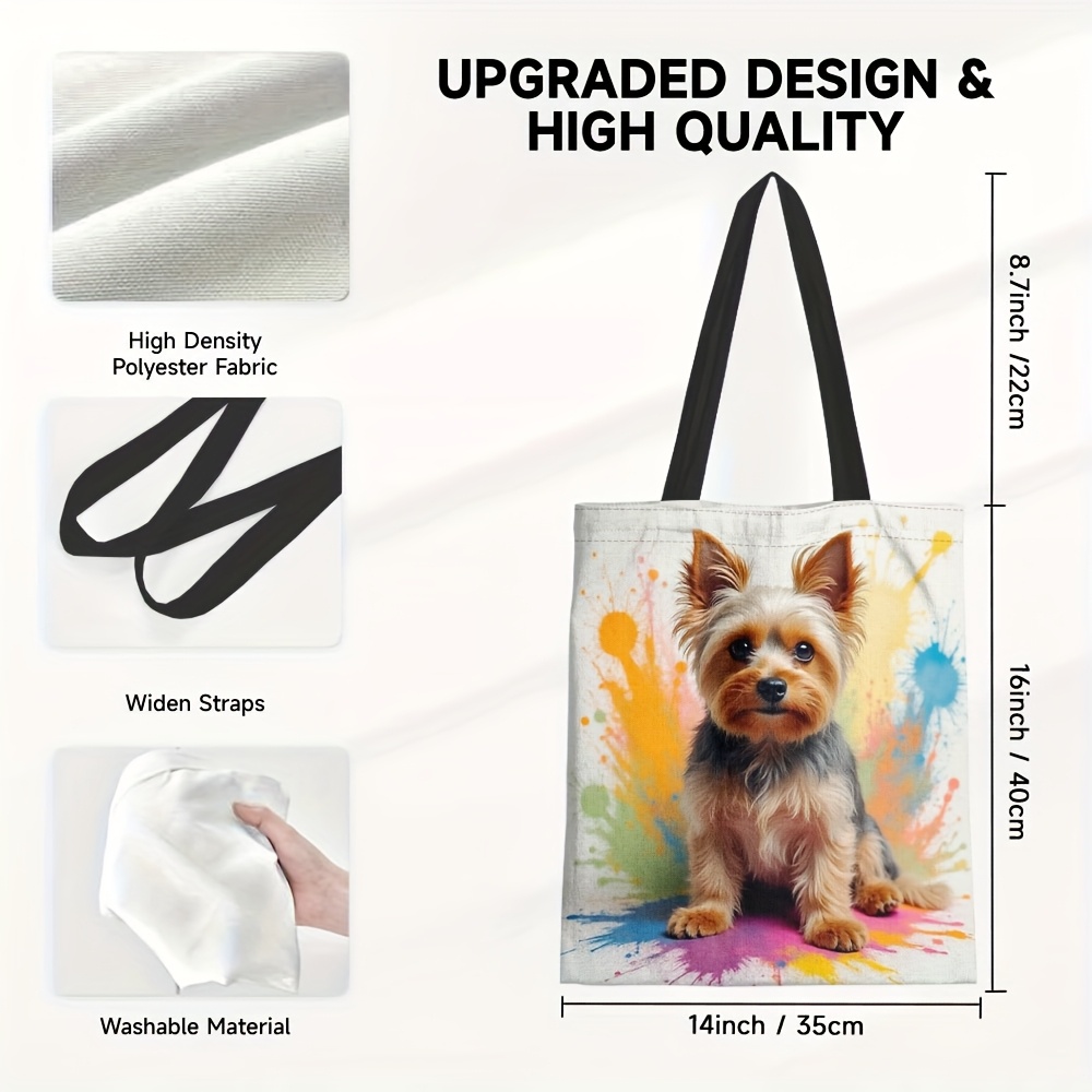 TEMU 1pc Bolsa de Viaje Portátil para Lindo - Bolso Tote Rectangular de Poliéster Duradero con Diseño de Salpicaduras Acuarela , Regalo Único para