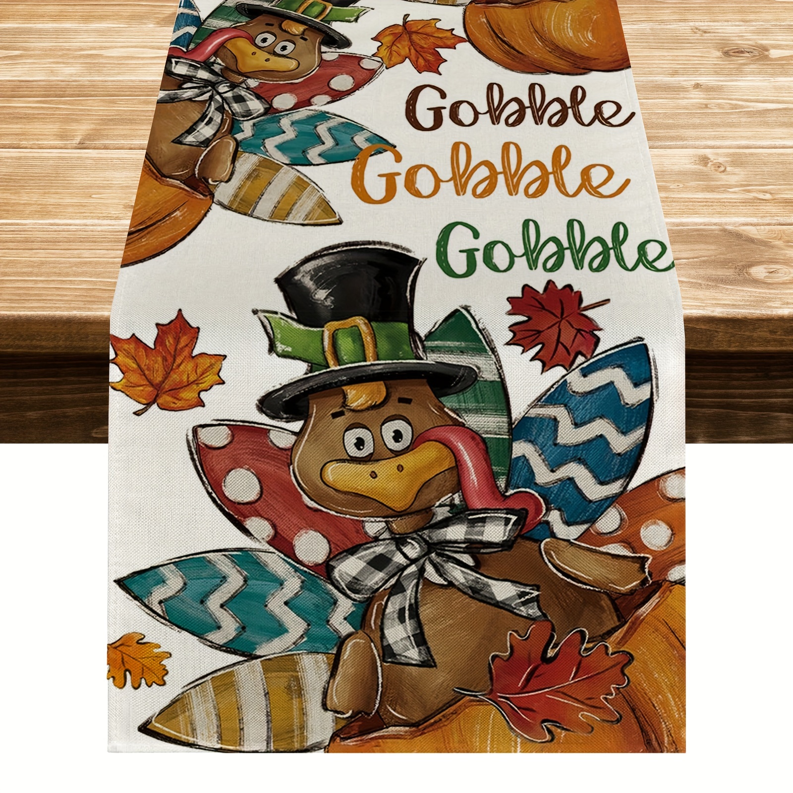 Turkey Lace Table Runner - 13x72 Inch Thanksgiving Table Decor, Rustic Fall Dining Room Decoration
