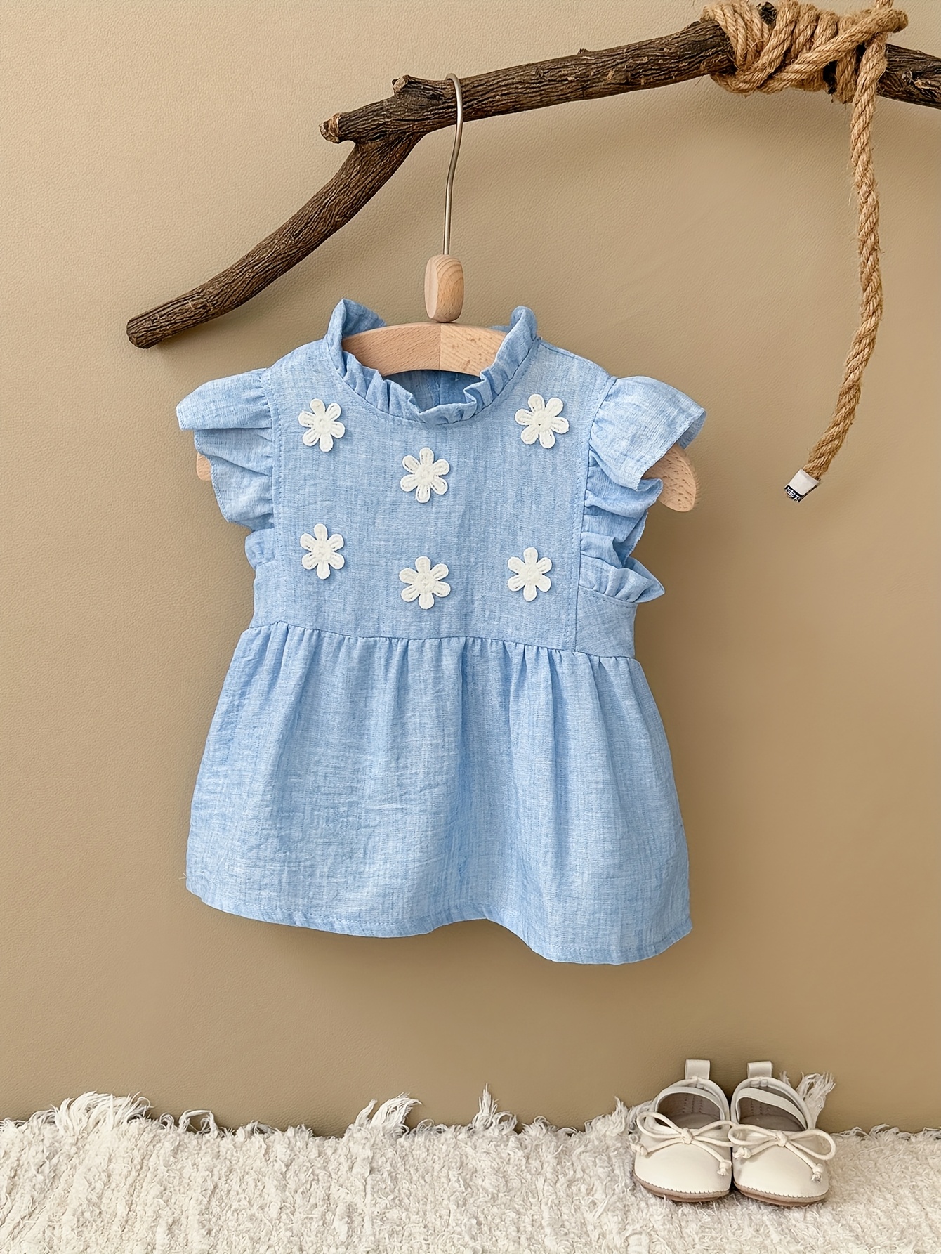 * Adorable Girls' Light Blue Floral Dress - Soft & Comfortable Sleeveless  Summer Casual Dress with * Collar * Outdoor Play (* Hat, Glasses), Dresses  for Girls, Outdoor Playwear, Sleeveless Dress, Soft ...