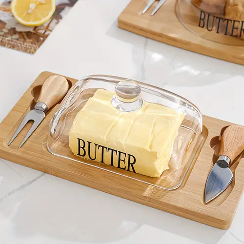 butter dish with glass lid butter knife and fork durable and easy to for countertop storage table serving mothers day gift