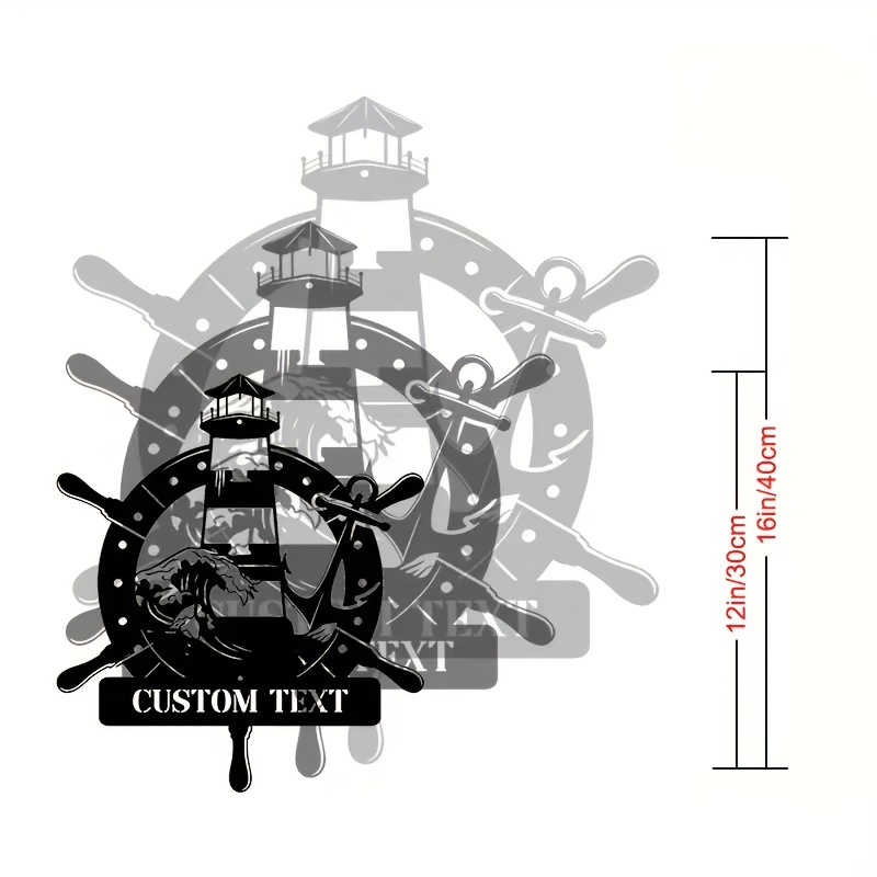 TEMU Logo personnalisé de phare avec adresse, art mural sur mesure incluant options , style vintage, idéal pour décoration intérieure et extérieure,