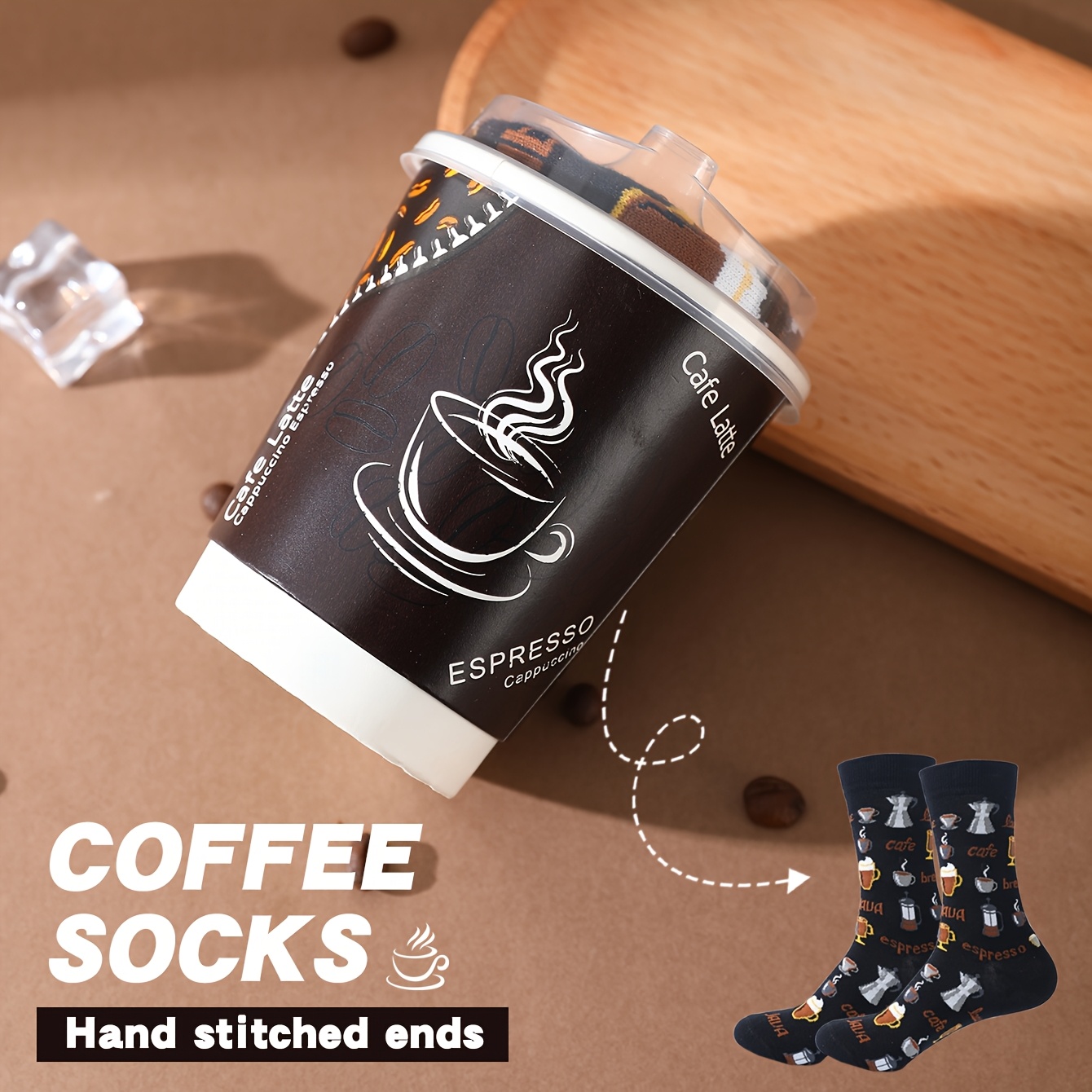 TEMU 1 Pair Of Men's Mid-calf Coffee-themed Socks, A And Fun Sock Gift Box Set. New Autumn/winter Creative Socks In A Style, Comfortable And