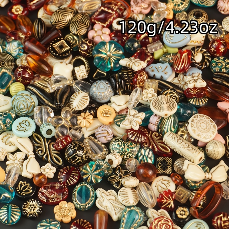 TEMU 120G Perles Baroques Dorées Vintage, 156pcs Perles pour Bracelets de , Style Vintage avec Trous pour la Création de Bijoux et de Bracelets,