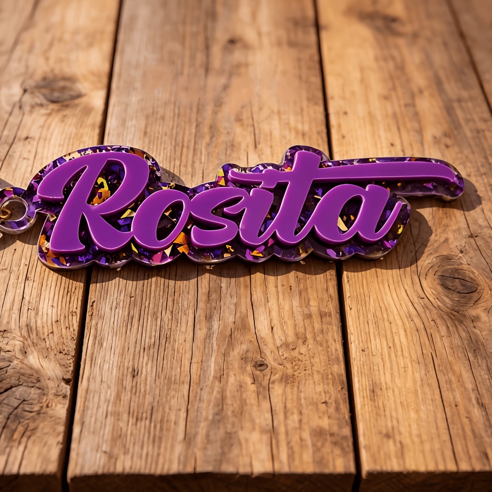 TEMU Personalized Double-layer Sequin Acrylic Keychain, Custom Name Keychain, Candy-colored Keychain, Custom Backpack Charm, Back-to-school Gift,