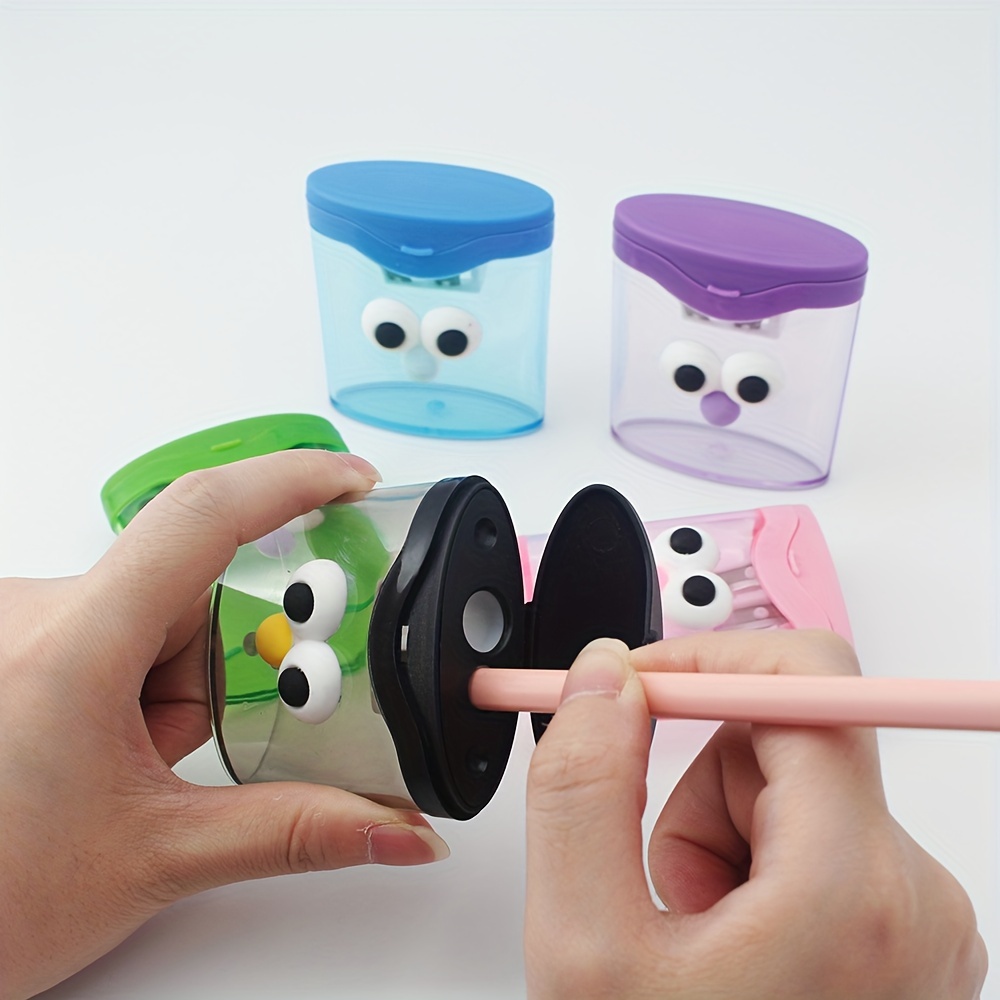 

Large Cartoon Eyes Dual-slot Pencil Sharpener With Built-in Trash Bin - Mess-free, Creative Design For Office Use