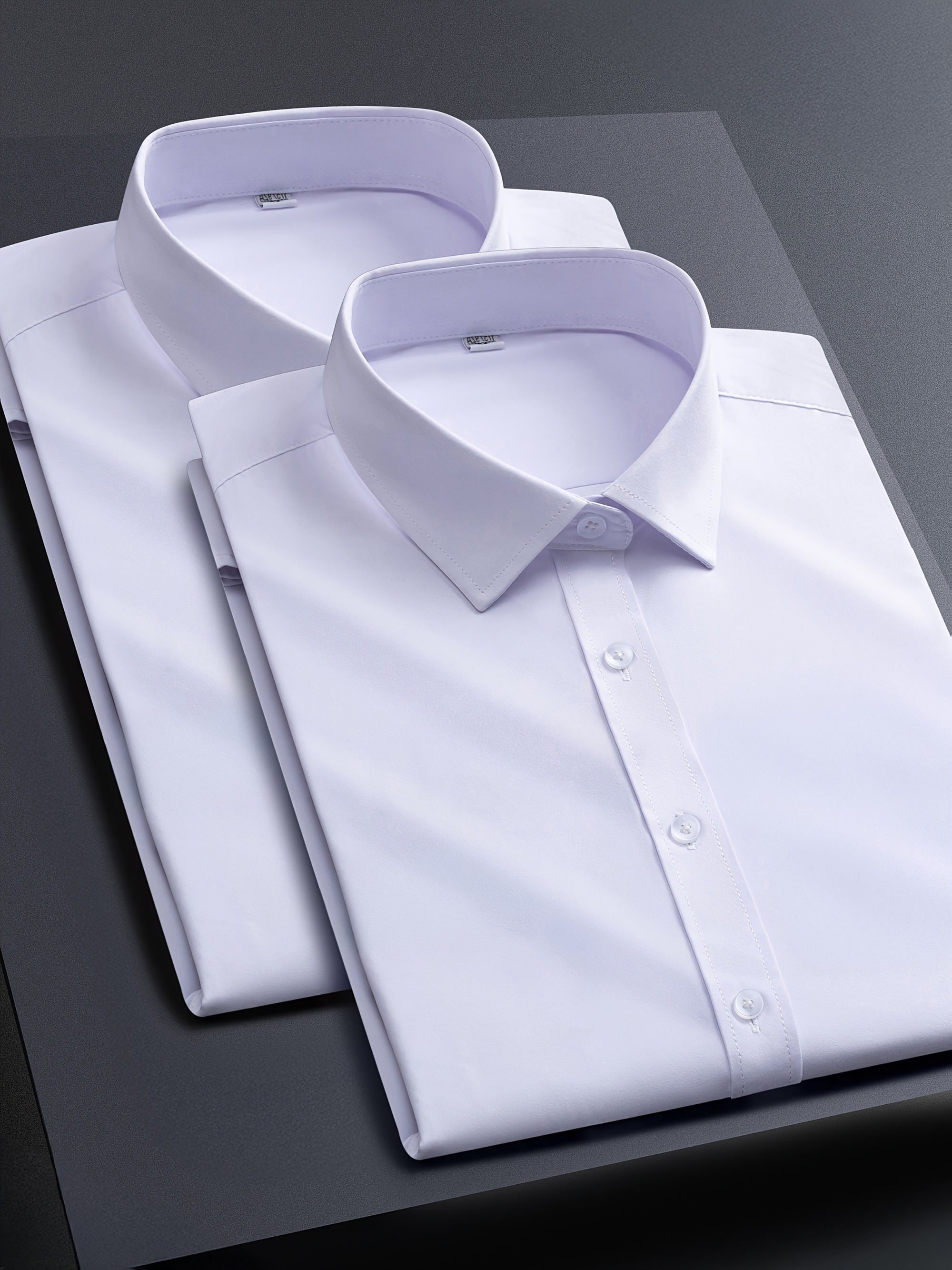 Conjunto de 2 camisas de manga larga para hombre, elásticas, ideales para negocios y ocasiones formales, sin arrugas, se pueden usar de forma casual o para ir al trabajo.