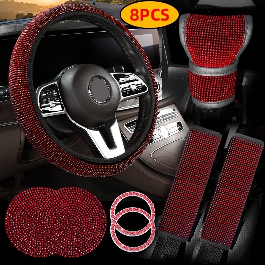 TEMU Shiny Artificial Car Interior Decoration 8pcs Set, Stylish Accessories For Your Vehicle, Vehicle Decor, Interior , Shiny Accents, Design,