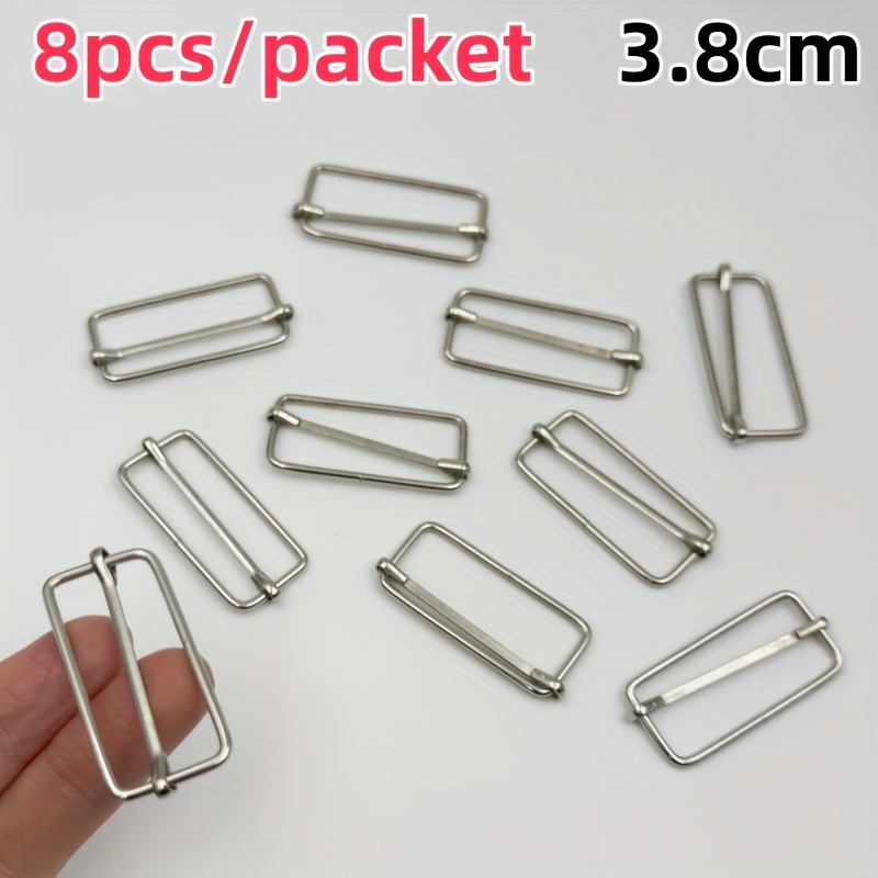Image of 8pcs Metal Iron Square Ring Adjustment , Three- Pull Core , Luggage Shoulder Strap Decoration Adjustment, Overalls Day , Size 2.0/2.8/3.2/3.8/4.5/5.0 Cm, For Bag Making, Handicrafts, Bags