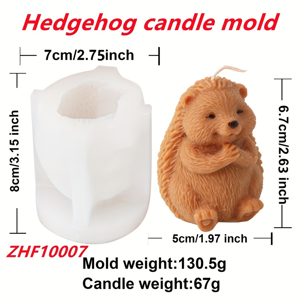TEMU Adorable Hedgehog Candle Mold Silicone - Animal Scent Soap Tool Hedgehog Hold Book/heart/mushroom Details Plaster Statue Resin Clay Home Decor