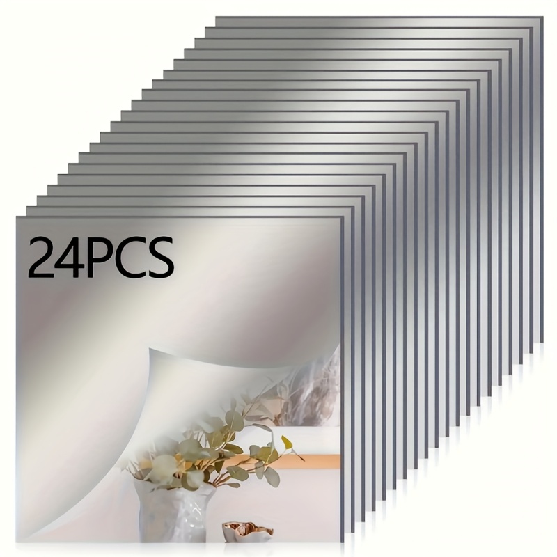item picture 1 set of 24pcs non glass flexible pet   wall sticker     full length   suitable for living room bedroom and bathroom  s frameless wall   indoor decorative   24pcs 15x15cm