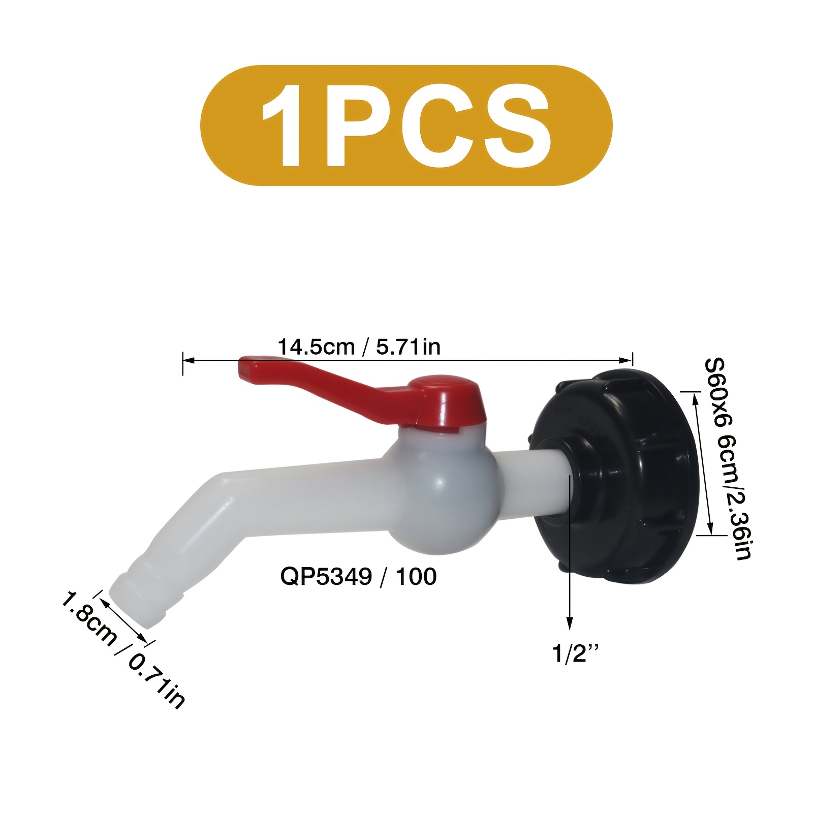 Image of 1pc Water Tank Adapter Garden Irrigation Valve Fitting 1/2" 3/4" 1" Ball Valve Hose Switch Connector S60x6 Rainwater Collection Bucket Connection Kit