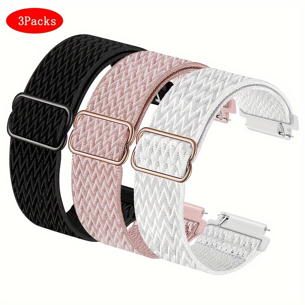 Set Of 3 Nylon Wave-pattern Watch Bands Suitable For And Huawei