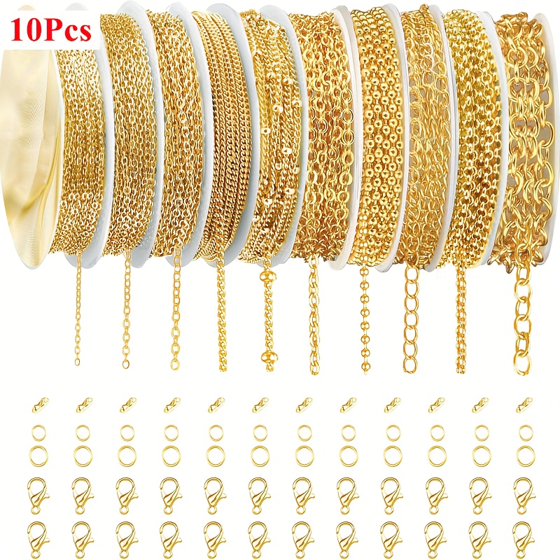 TEMU 10 Roll Stainless Steel (75 Feet Long) For Diy Necklace Bracelet And Other Accessories Including Jump Loop Lobster And Connection