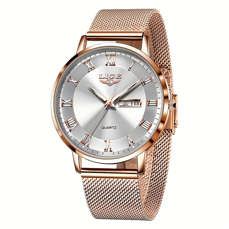 Image of Lige 2026 Women's Watch Business Calendar Wrist Watch, Valentines Gift For Women Men Date Watch