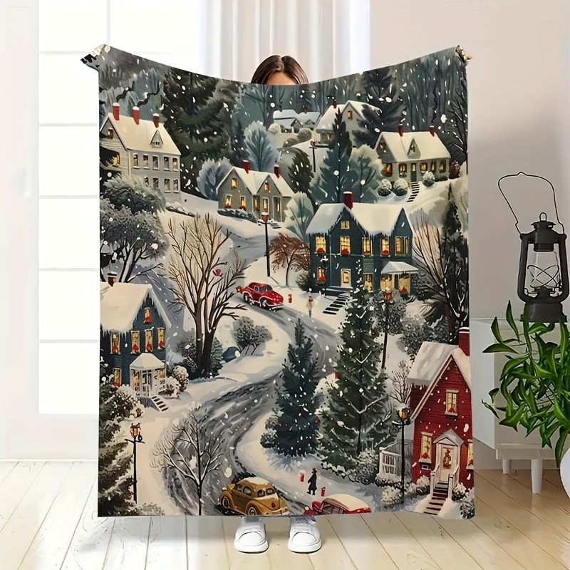 

Christmas-themed Flannel Throw Blanket - Cozy & Warm, All , Ideal For Couch, Bed, Travel, And Office - Holiday Decor, , Polyester , 250-300gsm