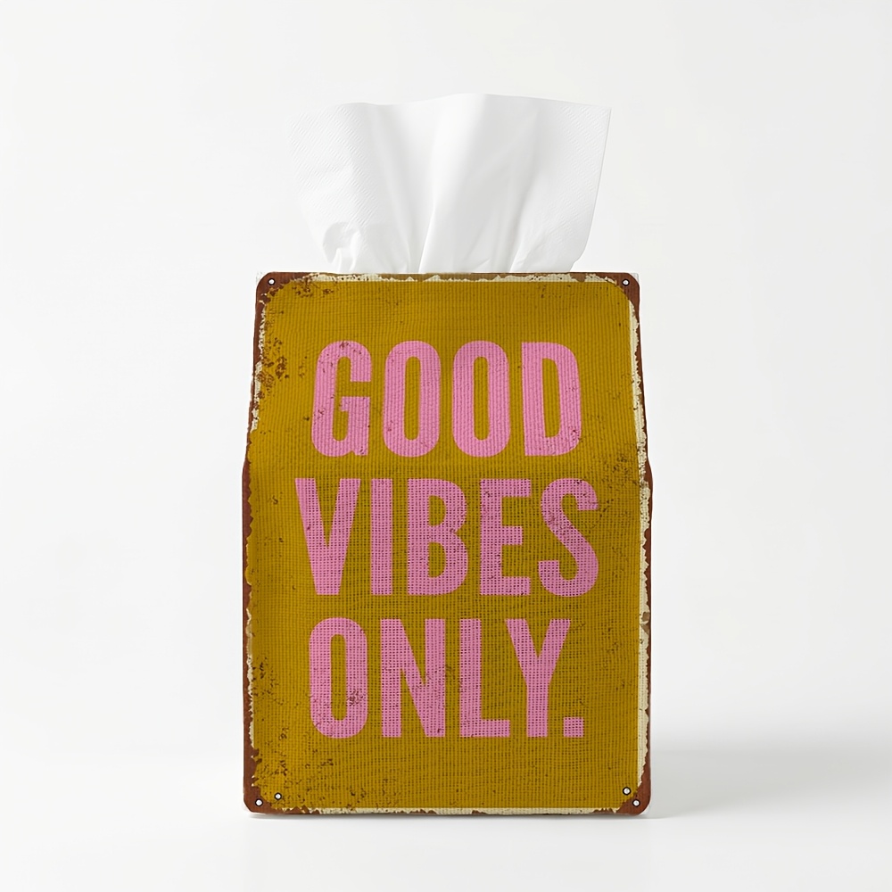 TEMU 1pc Retro Vintage Industrial Elegant Fabric Tissue Dispenser " " Distressed Mustard Washable & Neat Stitching, Universal Fit For Standard Square