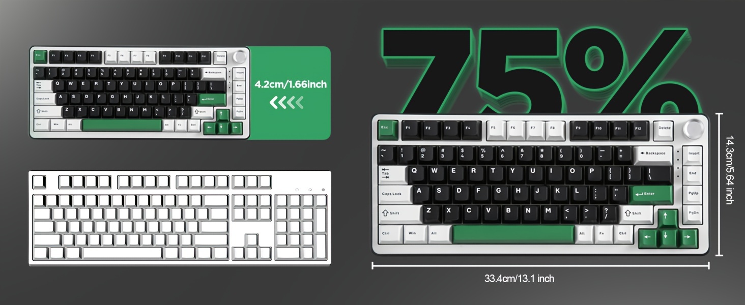 b75 gaming keyboard 75 with rgb hot swappable mechanical switches ergonomic gasket mount and multi wireless type c 2 4 details 1