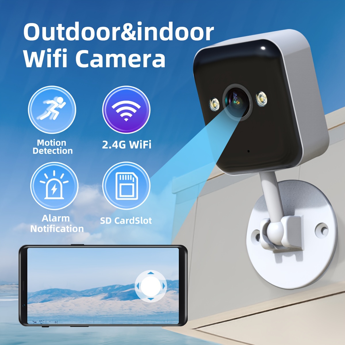 Camara de Vigilancia Inalámbrica 1080P Full HD, Visión Nocturna en Color con Llamada Bidireccional por Voz 2.4G WIFI, Cámara Exterior IPX6 de Alta Calidad con Detección de Movimiento y Punto de Acceso Incorporado, Sin Necesidad de Red para Seguridad de Ancianos y Mascotas, Cámara de Seguridad Doméstica