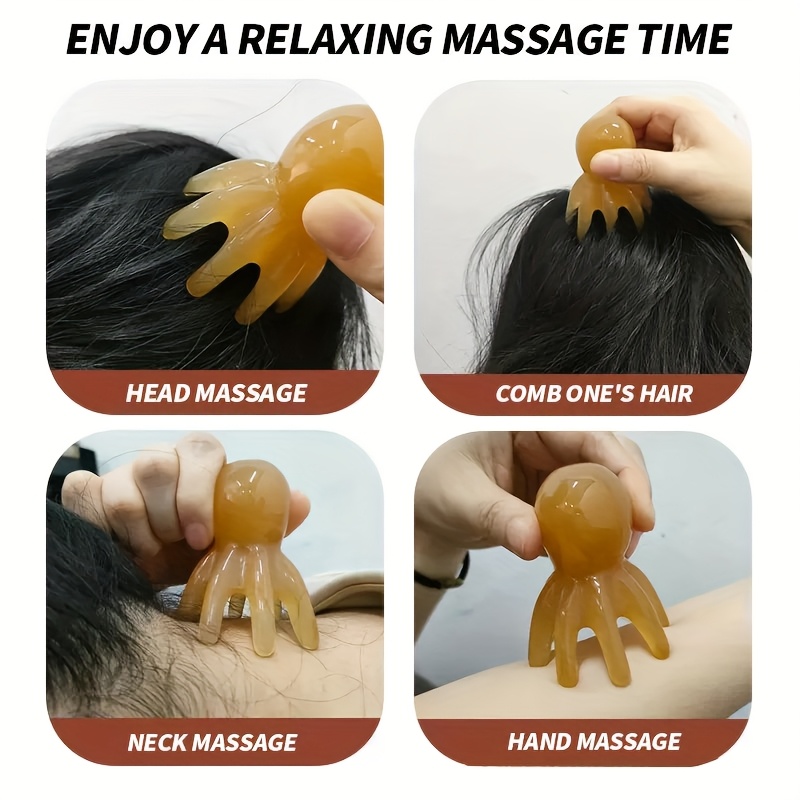 Transparent Plastic Octopus Head Massage Comb, 1pc/3pcs/6pcs