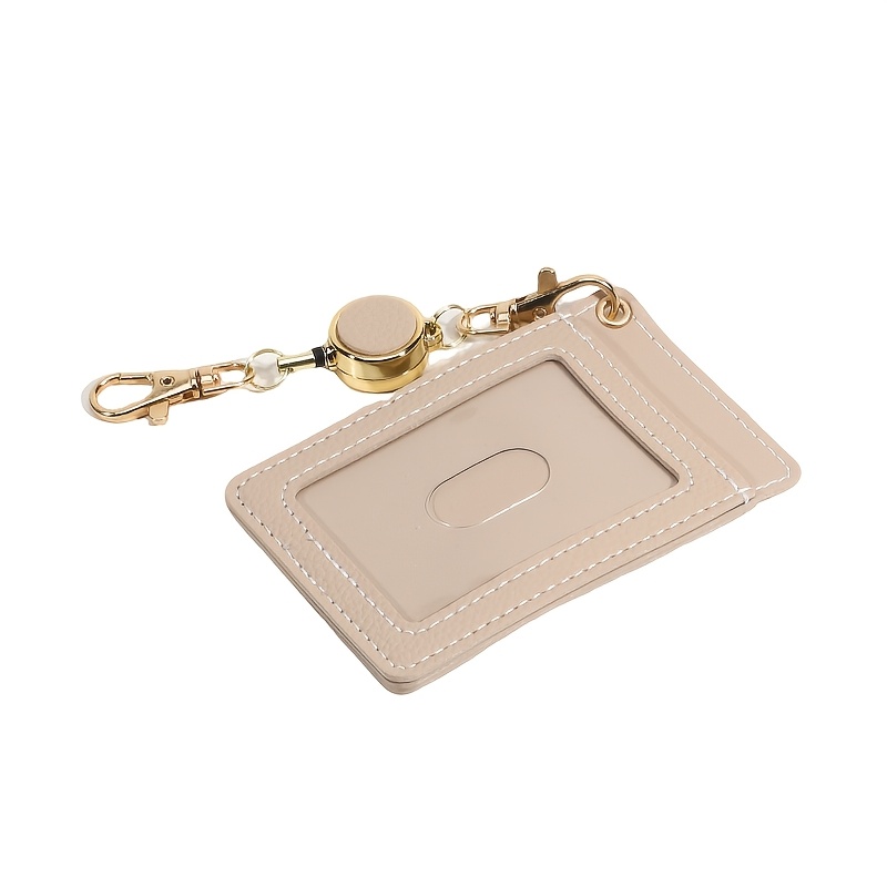 TEMU Porte-carte d'identité 2D double face avec bobine rétractable, 2 fentes pour cartes, étui à badge vertical, porte-carte d'identité de travail,