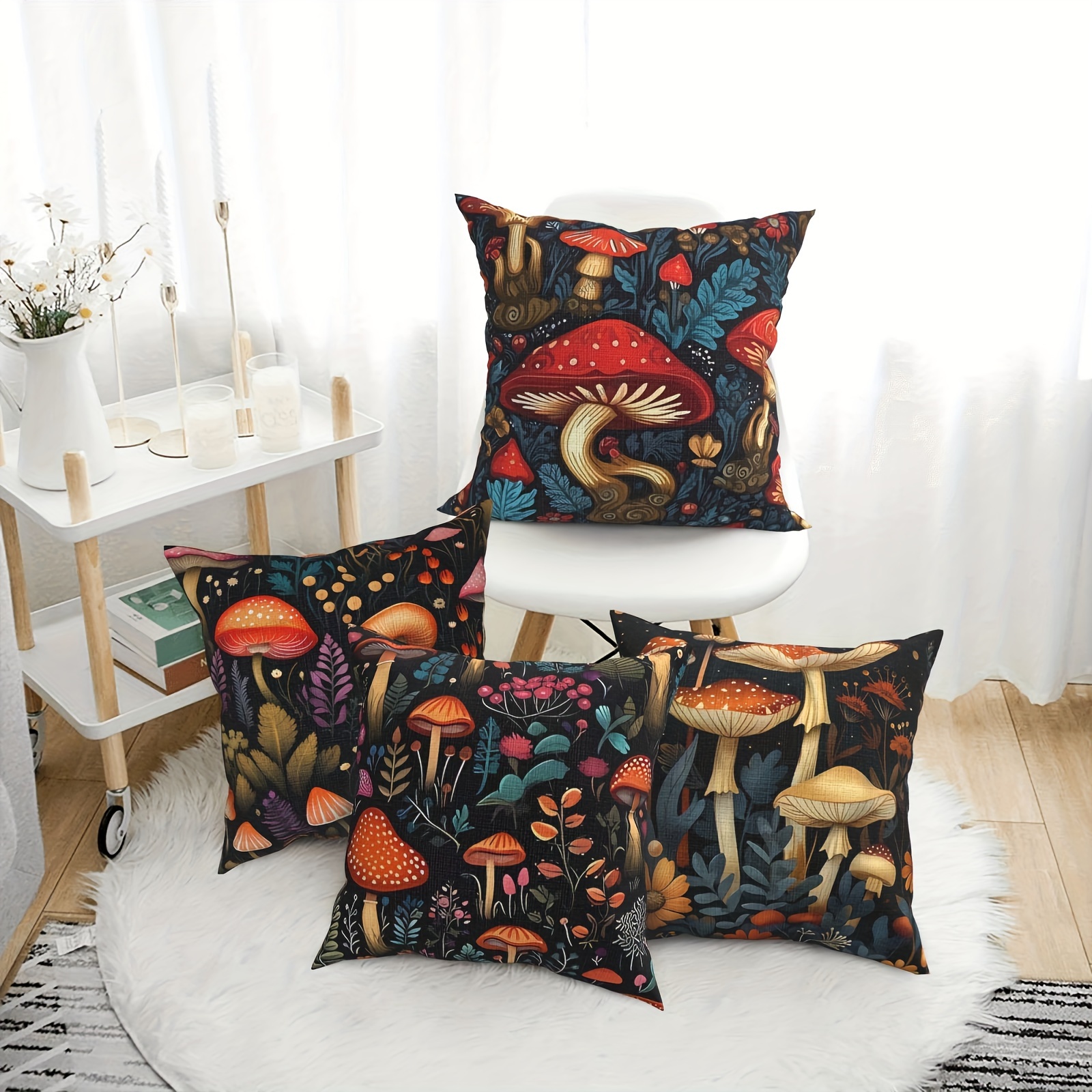 4pcs double sided printed polyester pillow covers     design vibrant colors zipper closure machine washable for sofa bed car   decor sofa accessories bedroom enhancement   fabric detailed illustrations Product details 3