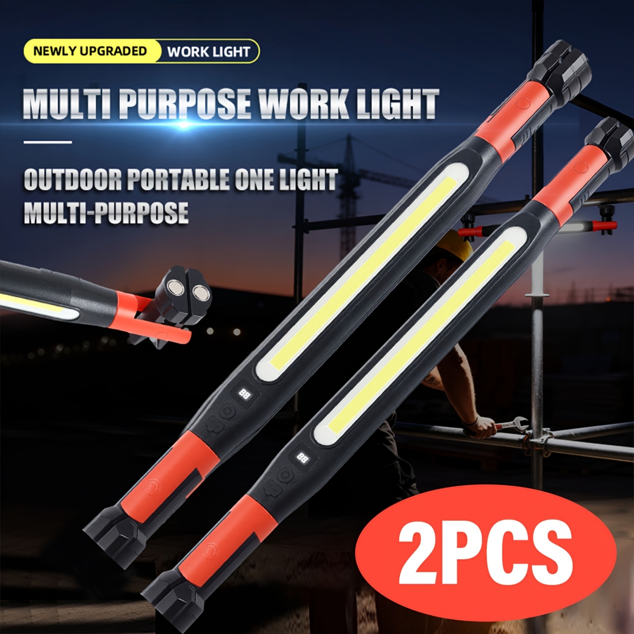 Image of Lihangstar 2/4pcs Rechargeable Led Work Light, 500 High Brightness Magnetic Flashlight, Portable Camping Light, With Hook, Suitable For Inspection, Workshop, Outdoor Emergency, Camping, Warehouse