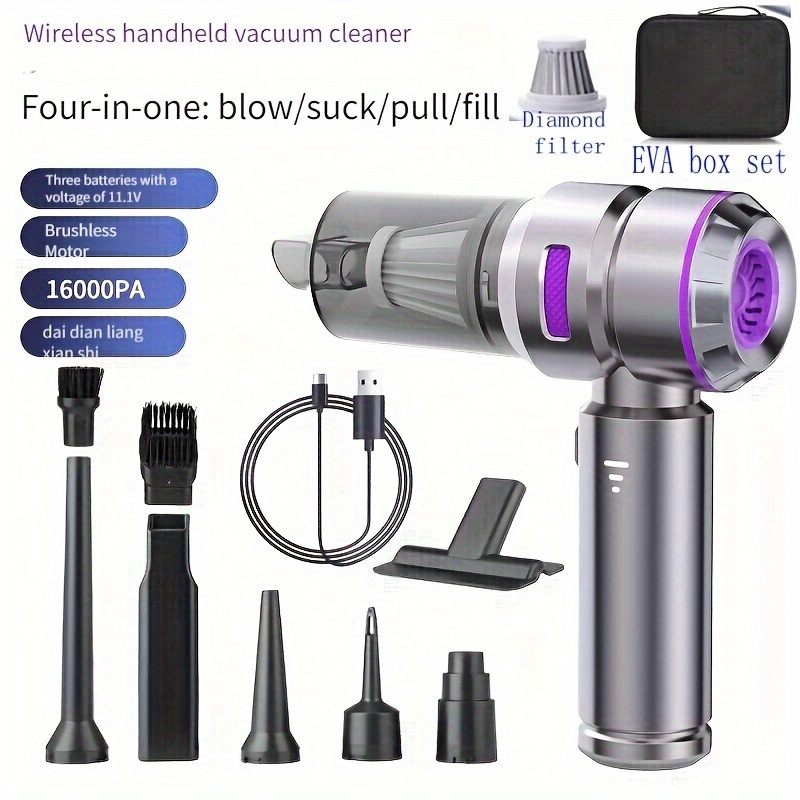 

Wireless Car Suction And Blowing , Usb Rechargeable, Accessories Kit, Filter, Portable