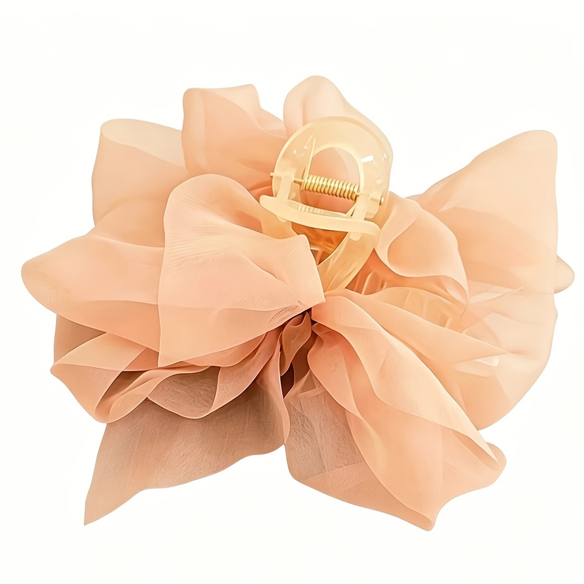 New Korean-style Transparent Hair Claw Clip With Mesh Organza Bow Hair Accessory