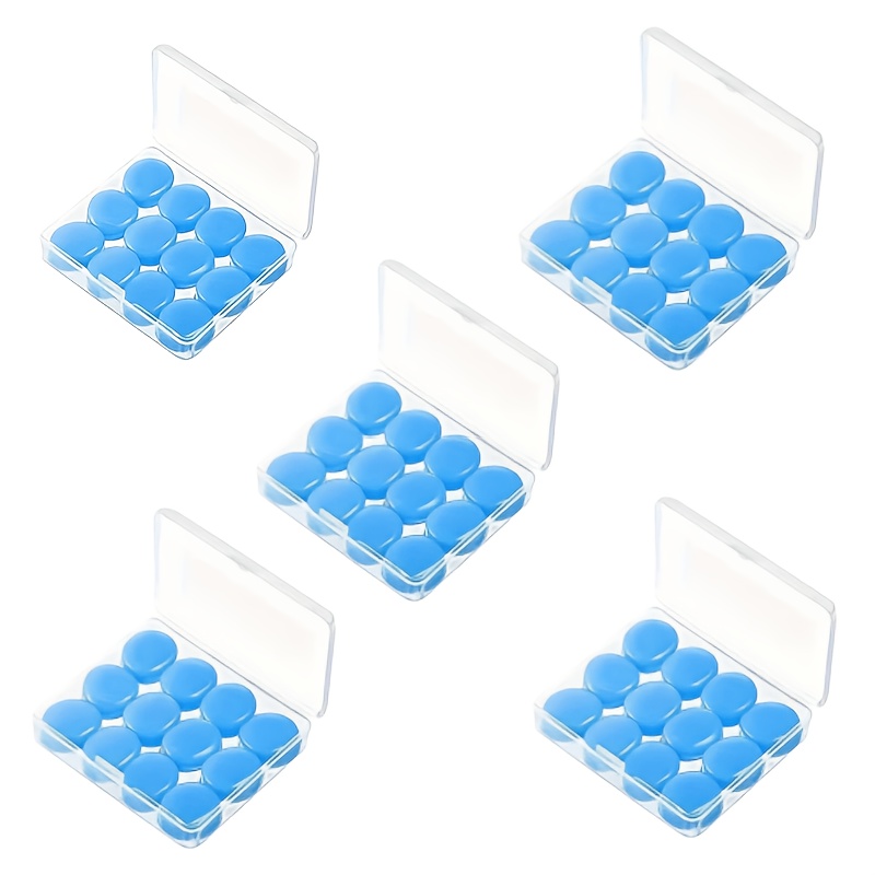 TEMU 60pcs (5 Boxes) Plastic Mud Reusable Sleep Earplugs - Suitable For Swimming, Reading, Resting, And Flying. Adult Sleep Earplugs Are Designed