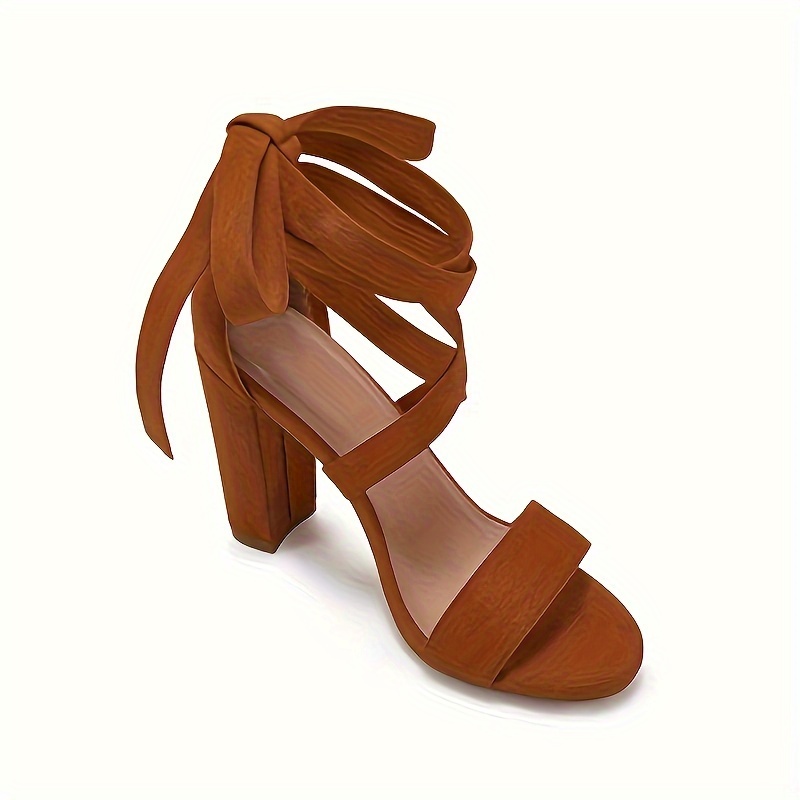 Dark tan strappy online heels