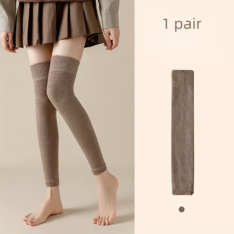 TEMU 1 Pair Women's Over-the-knee Thickened Knee-high Leg Warmers - Thermal, Soft Comfortable Thickened Sole & Leg For Cold Weather, Yoga, Office,