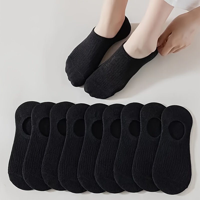 

10 Pairs/12 Pairs/20 Pairs Of Black Thin Sports Casual All- Breathable Comfortable Invisible Heel Boat Socks