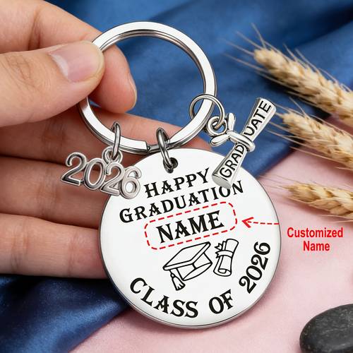 custom 1pc stainless steel keychain 2026 graduation season custom name class of 2026 class school gift for teacher graduation friend commemorative gift