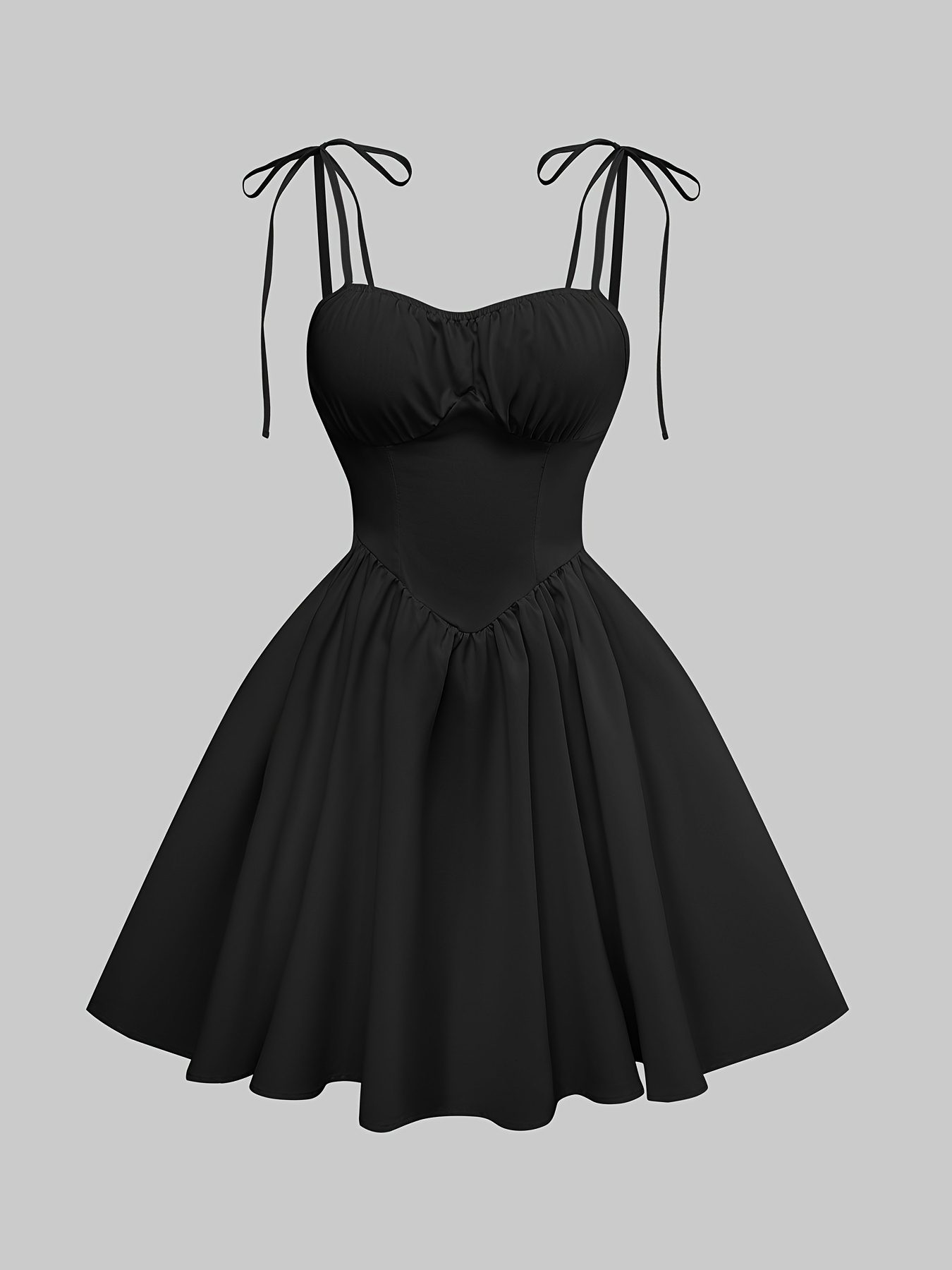 elegant ruched bust tie suspender dress sleeveless polyester - Temu Mexico