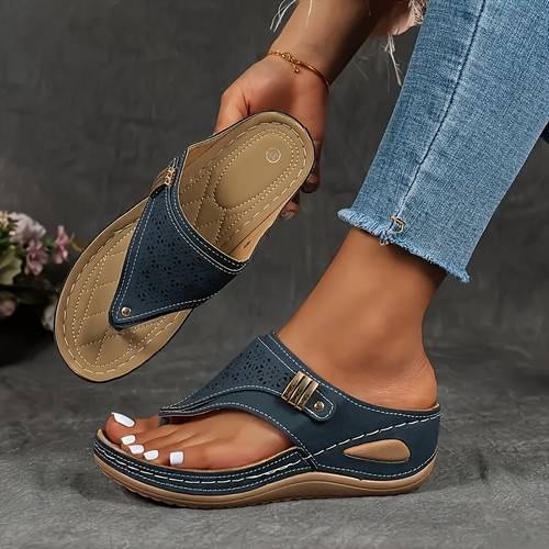 womens stylish wedge slide sandals black cover with perforated design arch support soft rubber sole adjustable hook and loop closure for casual outdoor wear open toe design durable footwear strappy sandals