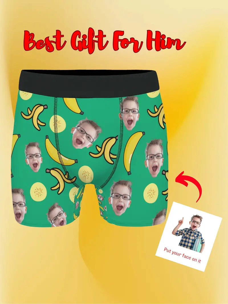 Personalized Pattern Underwear Hot * New Customized Face Men's Boxer  Underwear Set Banana Personalized Men's Underwear Gift For Children And  Husban