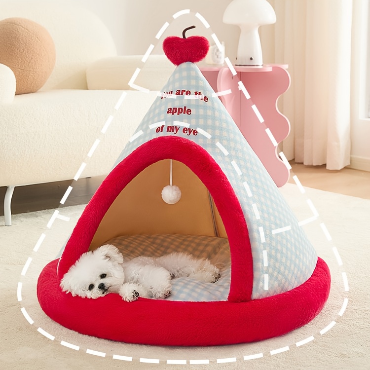   universal cat tent house shaped foldable pet bed with   for small dogs and kittens   mat comfortable breathable Product details 2