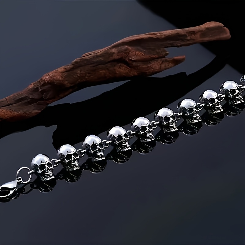 Retro Skull Bracelet, Punk Gothic Style, Halloween Gift