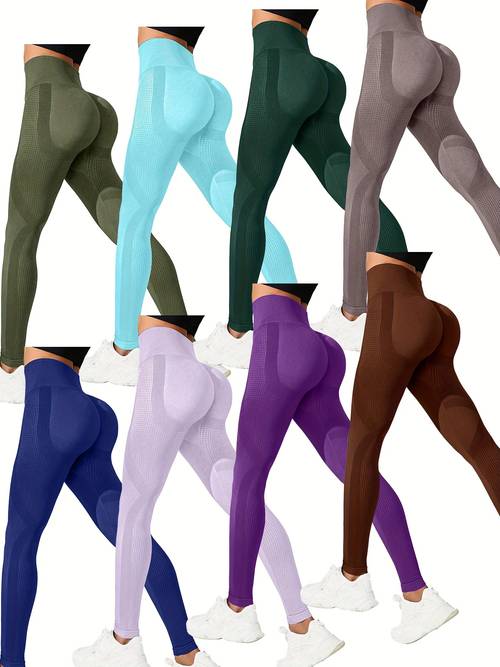 womens solid color high waisted athletic pants xs l size fitness and sports casual pants high waisted and hip lifting breathable material patterns fitness apparel new
