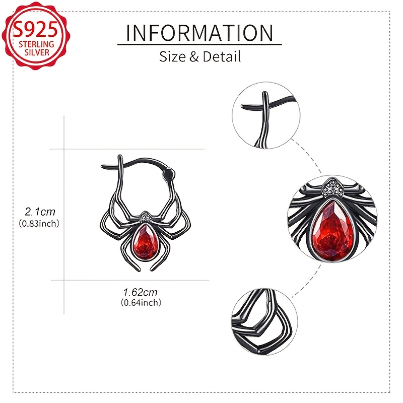 S925 Sterling Silver Spider Ear Cuffs — Punk Style Earrings