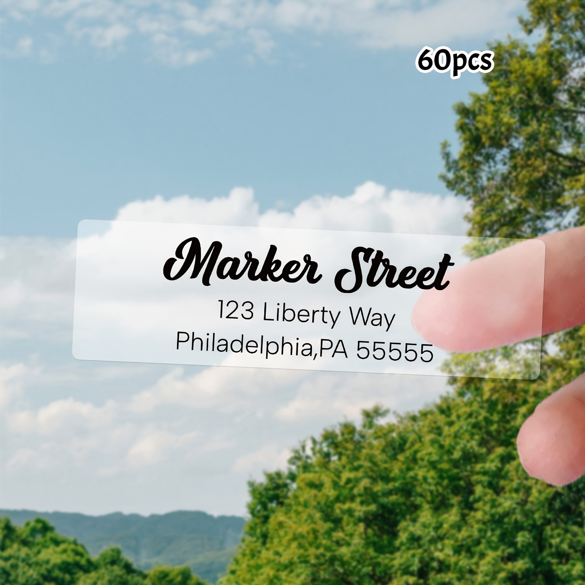 Custom Text Rectangular Transparent Address Stickers