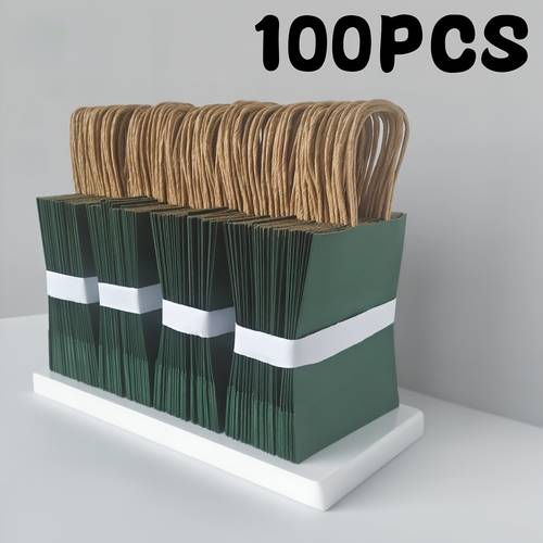 100pcs brown tote paper bags are here sturdy and foldable and portable corporate procurement wedding favor bags birthday party bags flower shop shopping bags takeout bags supermarket shopping bags